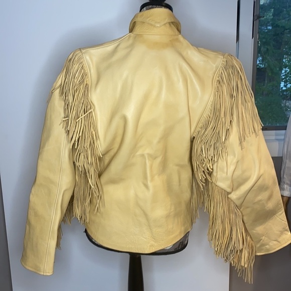 Vintage Size 6-8 Handmade Leather Butterscotch Western Jacket Coat with Fringe - Picture 9 of 16